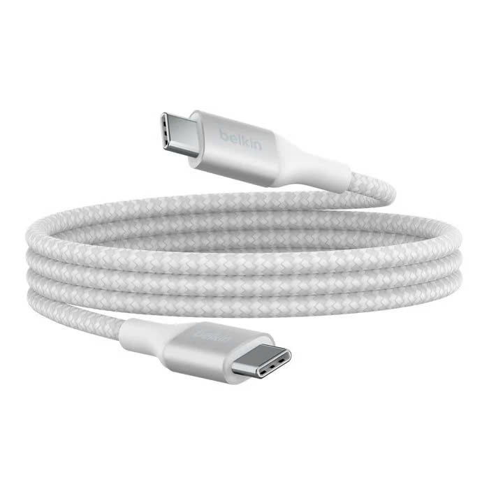 Cáp USB Type C - C PD3.1, 1 mét, vỏ dù, công suất 240W with Dual E-Marker màu trắng Belkin