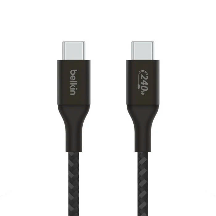 Cáp USB Type C - C PD3.1, 1 mét, vỏ dù, công suất 240W with Dual E-Marker màu trắng Belkin