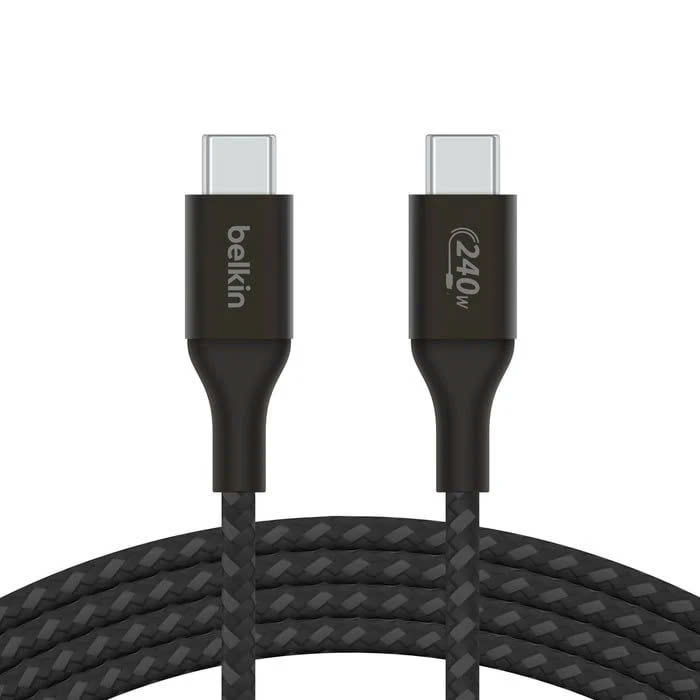 Cáp USB Type C - C PD3.1, 1 mét, vỏ dù, công suất 240W with Dual E-Marker màu trắng Belkin