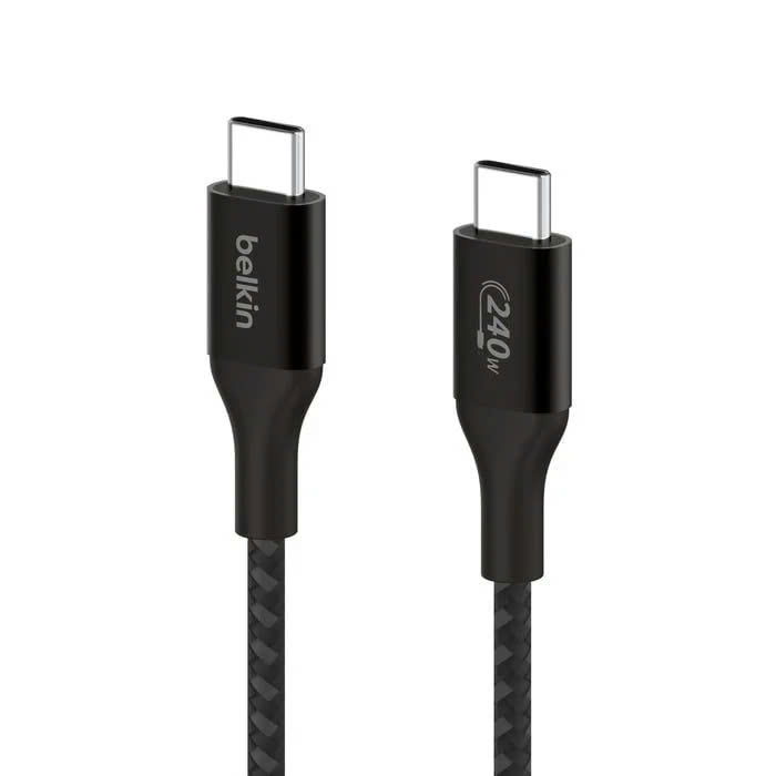 Cáp USB Type C - C PD3.1, 1 mét, vỏ dù, công suất 240W with Dual E-Marker màu trắng Belkin