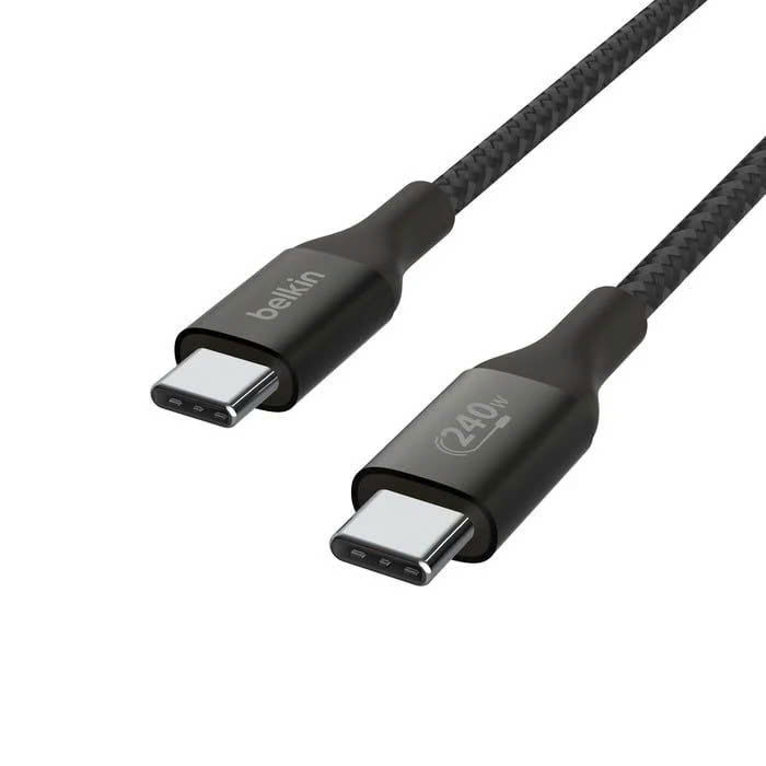 Cáp USB Type C - C PD3.1, 1 mét, vỏ dù, công suất 240W with Dual E-Marker màu trắng Belkin