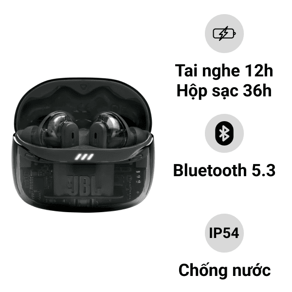 Tai nghe True Wireless JBL Tune Beam 2 Trong suốt