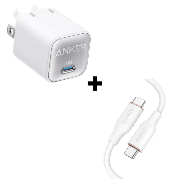 Bộ Combo cáp sạc Anker 30W USB-C to USB-C A2147 0.9m màu trắng