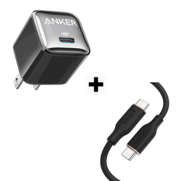 Bộ Combo cáp sạc Anker 20W Type C-C (A2637+A8552) màu đen