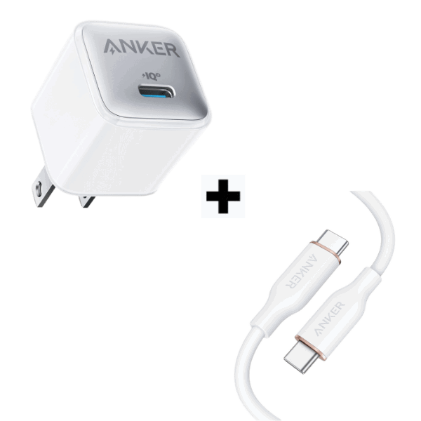 Bộ Combo cáp sạc Anker 20W Type C-C (A2637+A8552) màu trắng