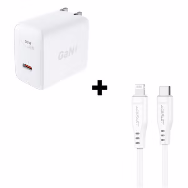Bộ Combo cáp sạc Acefast 30W C - Lightning màu trắng - ảnh 1