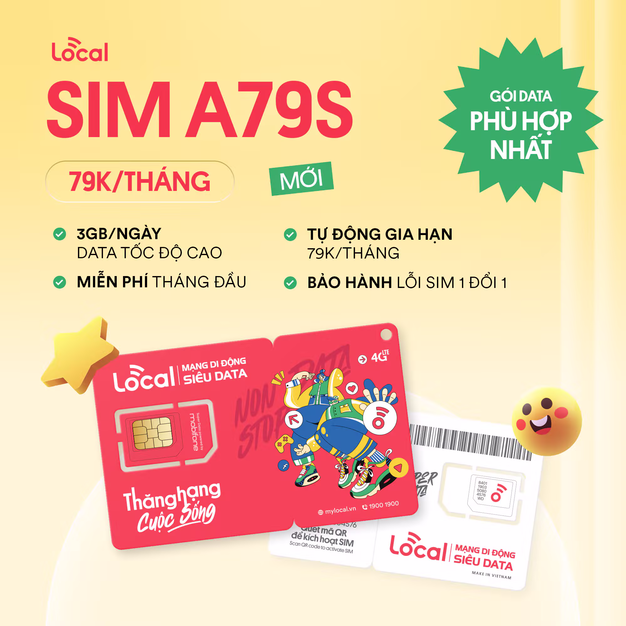 Sim Local Data 4G Gói A79S - ảnh 1