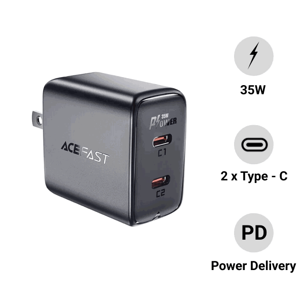 Củ sạc ACEFAST 2 cổng PD35W GaN (USB-C+USB-C) A51