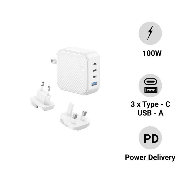 Củ sạc Innostyle GaN SuperCube 3C1A 100W IC100GWHT