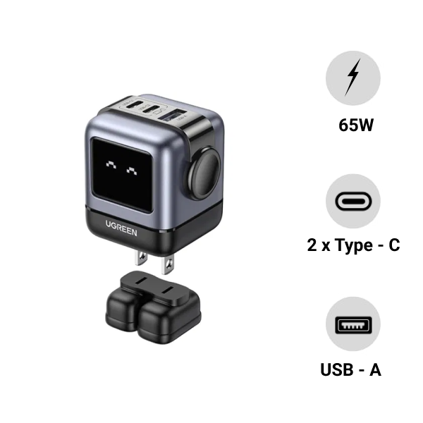 Củ sạc Ugreen RoboGaN CD361 USB-C / USB-A GaN 65W