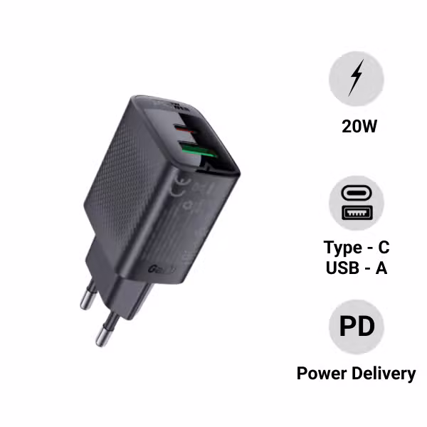 Củ sạc Acefast 2 cổng PD20W GaN (USB-A+USB-C) A78 - ảnh 1