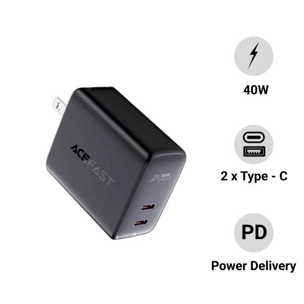 Củ sạc Acefast PD3.0 40W 2 cổng USB-C (US) A11