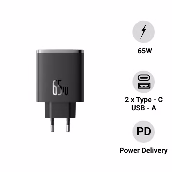 Củ sạc nhanh Baseus Cube Pro 2C+U 65W EU - ảnh 1