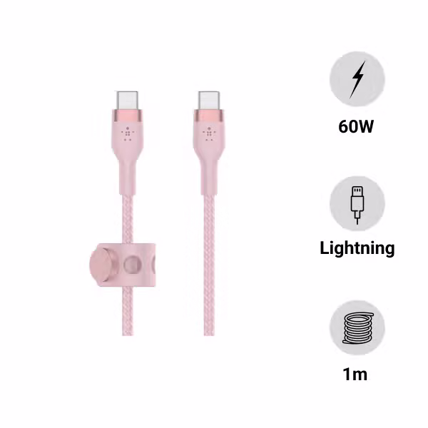 Cáp sạc USB-C - C BoostCharge PRO Flex 1m vỏ silicone bọc dù 60W Belkin