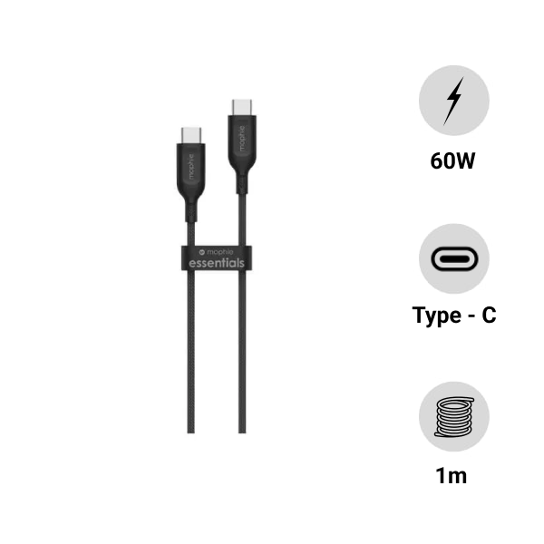 Cáp sạc USB-C to USB-C 60W Mophie Essential 1m