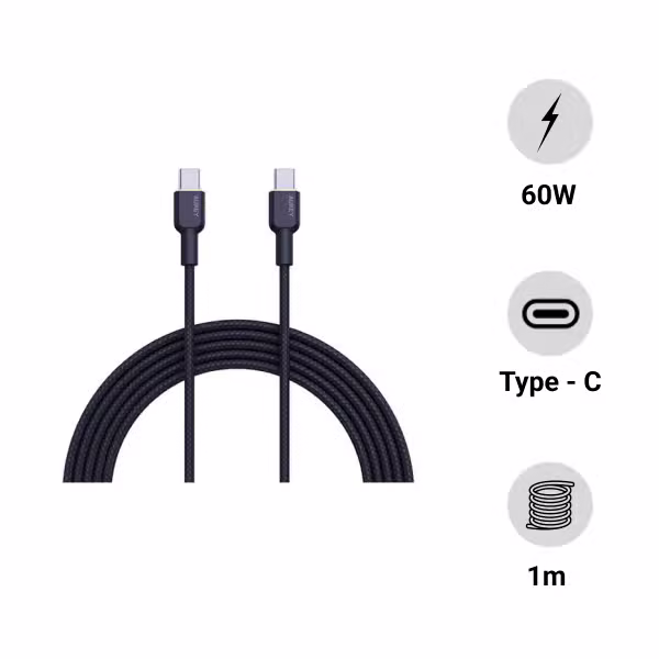 Cáp sạc C-C Aukey CB-NCC1 bọc dù 1m - ảnh 1