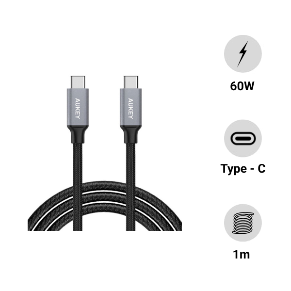 Cáp sạc Aukey C-C Aukey CB-CD5 1m màu đen