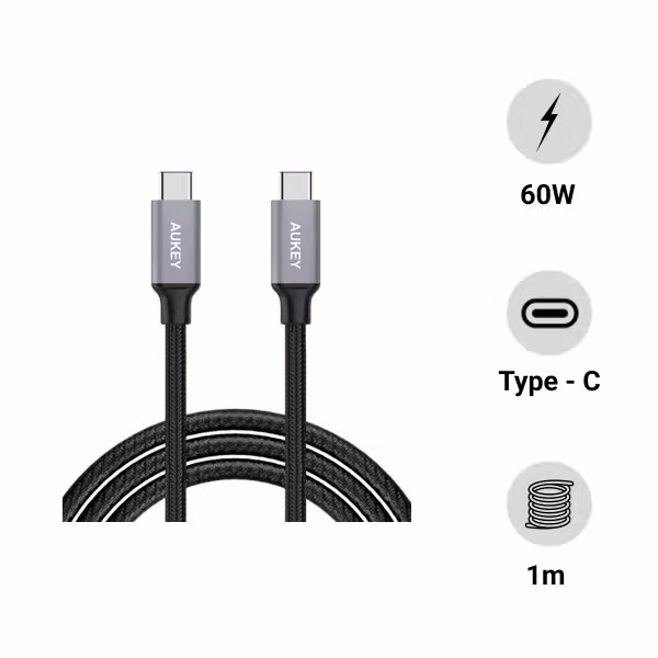 Cáp sạc Aukey C-C Aukey CB-CD5 1m màu đen - ảnh 1