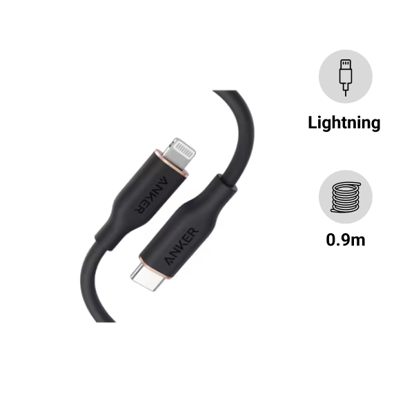 Cáp sạc Anker PowerLine III USB-C to Lightning 0.9m Flow A8662 màu đen