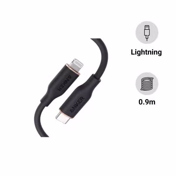 Cáp sạc Anker PowerLine III USB-C to Lightning 0.9m Flow A8662 màu đen - ảnh 1
