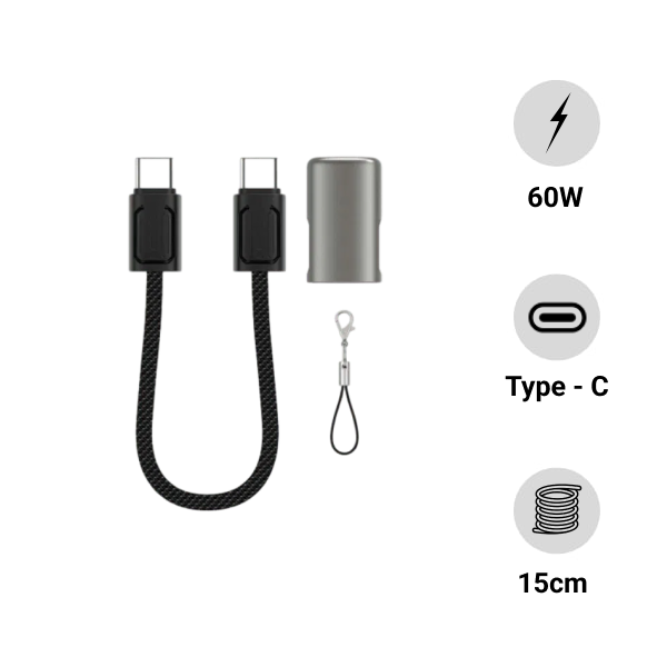 Cáp sạc Wiwu USB-C to USB-C 60W 15cm Wi-C040