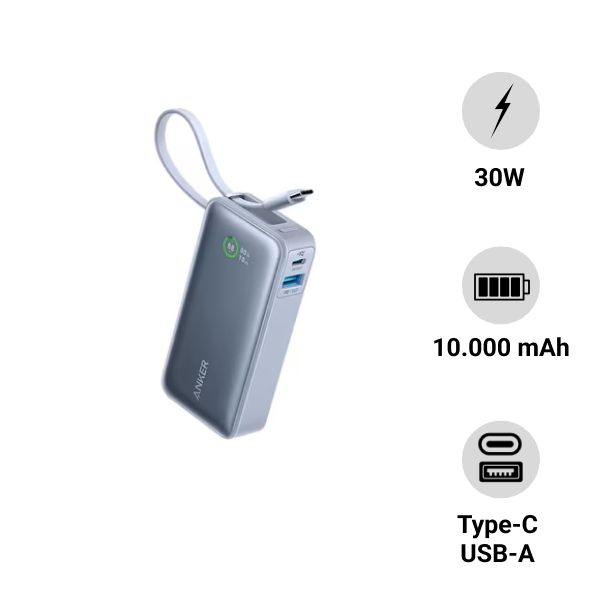 Pin sạc dự phòng Anker Nano 1A1C 30W 10.000mAh (kèm cáp USB-C) A1259