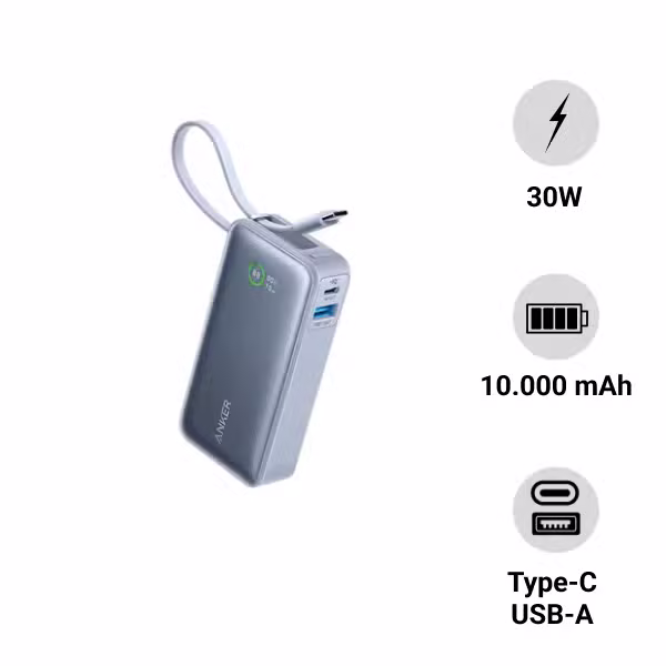 Pin sạc dự phòng Anker Nano 1A1C 30W 10.000mAh (kèm cáp USB-C) A1259 - ảnh 1