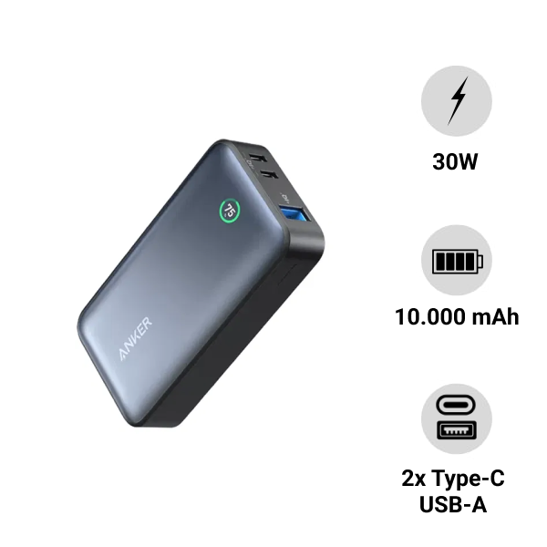 Pin sạc dự phòng Anker 533 2C1A 30W 10.000mAh A1256