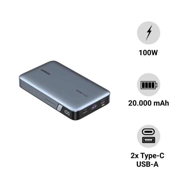 Pin sạc dự phòng Ugreen Power Bank 20.000mAh 100W PB720 (25188)