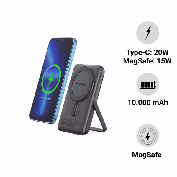 Pin sạc dự phòng Mazer Infinite Boost Mag Stand Mini Qi Wireless 10000mAh/15W (M-MagAir12) - ảnh 1