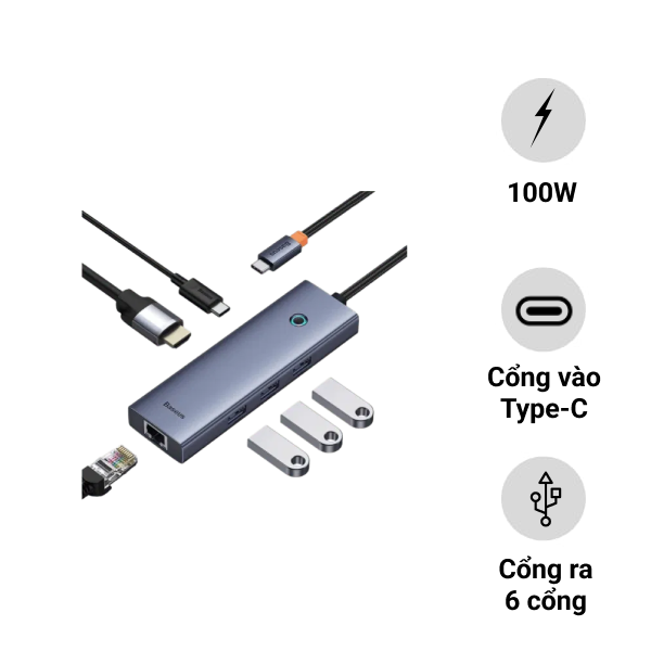 Cổng chuyển Baseus UltraJoy Series 6 Port