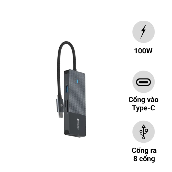 Cổng chuyển đổi Mazer Multimedia Pro 8in1 USB-C