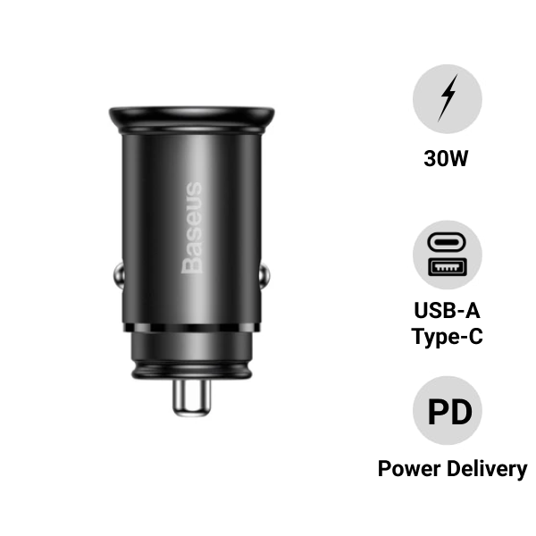 SẠC Ô TÔ BASEUS CIRCULAR METAL A+C 30W PPS