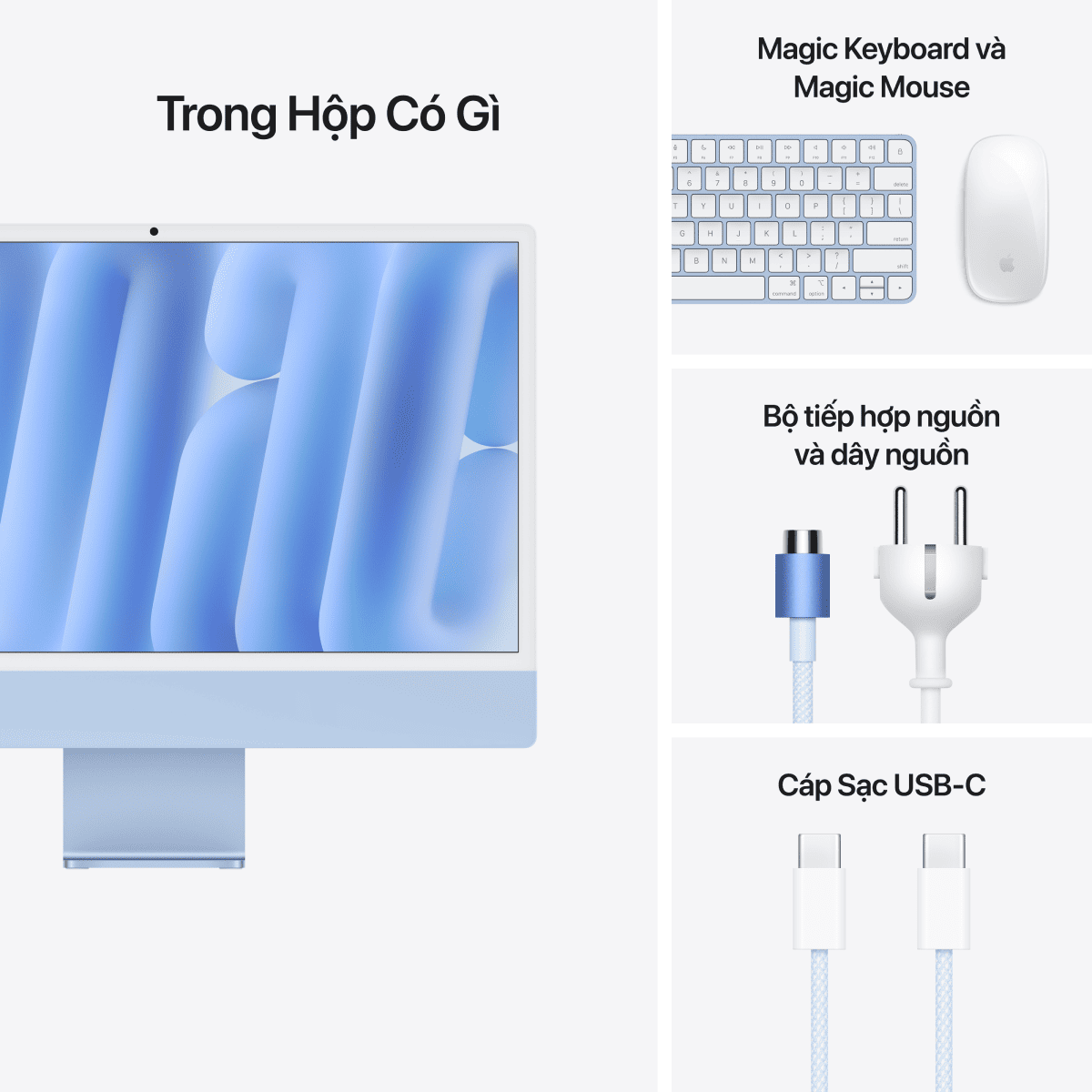 iMac 2024 24-inch M4 8‑core CPU | 8‑core GPU 16GB/256GB Chính Hãng