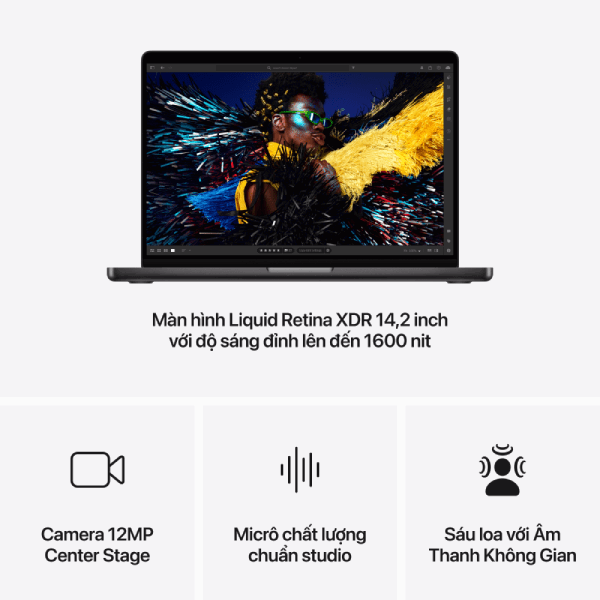 MacBook Pro 2024 14-inch M4 Pro 12‑Core CPU | 16‑Core GPU 24GB/512GB Chính Hãng