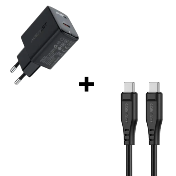 Bộ combo cáp sạc acefast 30w type-c to type-c màu đen (a21 + c3-03)