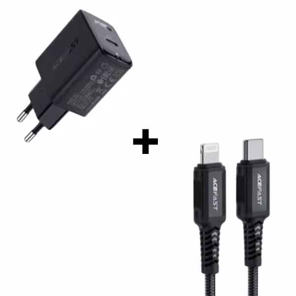 Bộ Combo cáp sạc ACEFAST 30W Type-C to Lightning màu đen (A21 + C4-01)