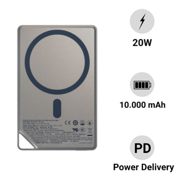 Pin sạc dự phòng mophie essentials snap+ 10.000mah metallic (có chứng nhận ccc)