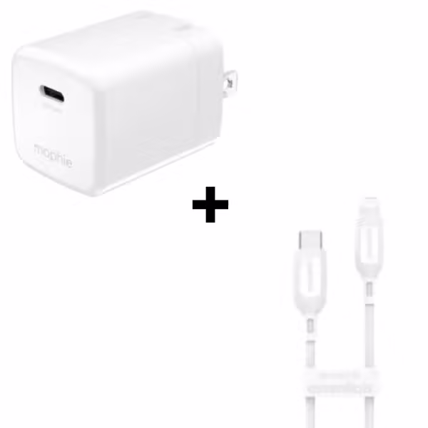 Bộ Combo cáp sạc Mophie Essential 30W Type-C to Lightning màu trắng
