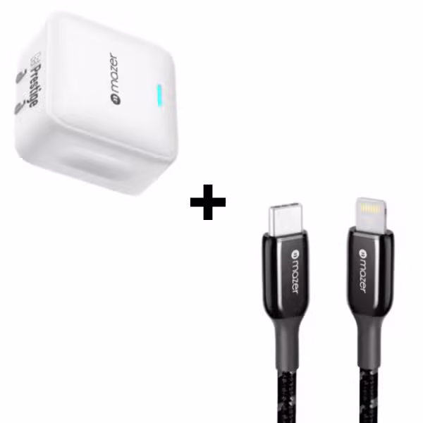 Bộ Combo cáp sạc Mazer 35W USB-C to Lightning màu đen