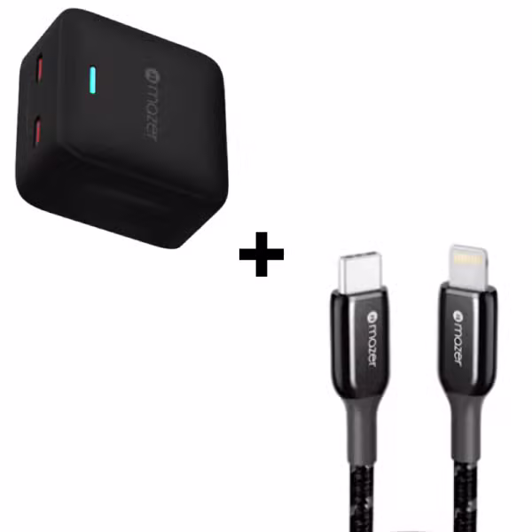 Bộ Combo cáp sạc Mazer 35W USB-C to Lightning màu đen - ảnh 1