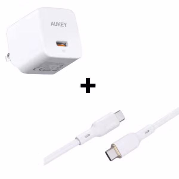 Bộ Combo cáp sạc Aukey 30W Type-C to Type-C màu trắng - ảnh 1