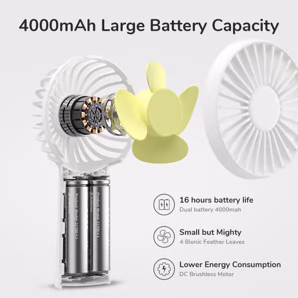 Quạt cầm tay mini JisuLife Life3 FA20X 4000mAh - ảnh 5