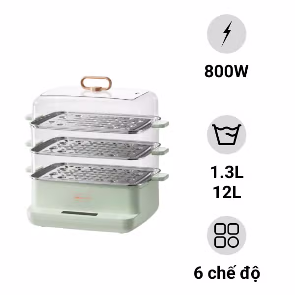 Nồi hấp điện 3 tầng 12L Bear DZG-CA2G2