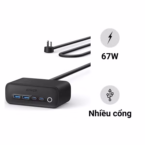 Đế sạc Anker 525 3AC 2A 2C 67W A91C0