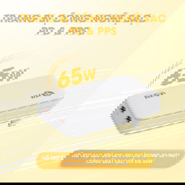 Củ sạc 9FIT Slim PD 65W 2C GaN