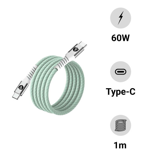 Cáp sạc từ tính tự cuộn 9FIT USB-C to USB-C 1M