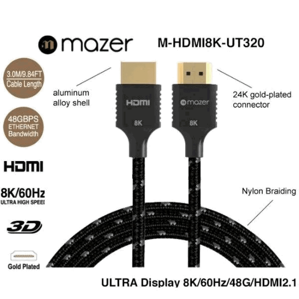 Cáp Mazer Ultra HDMI 8K 60Hz HDMI 2.1 2m