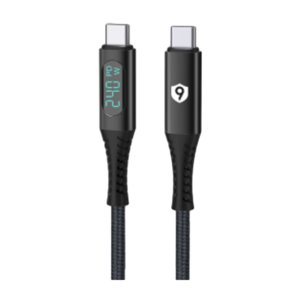 Cáp sạc 9Fit Supreme USB-C to USB-C 1m (USB 3.2 - PD 240W - 4K - LCD)