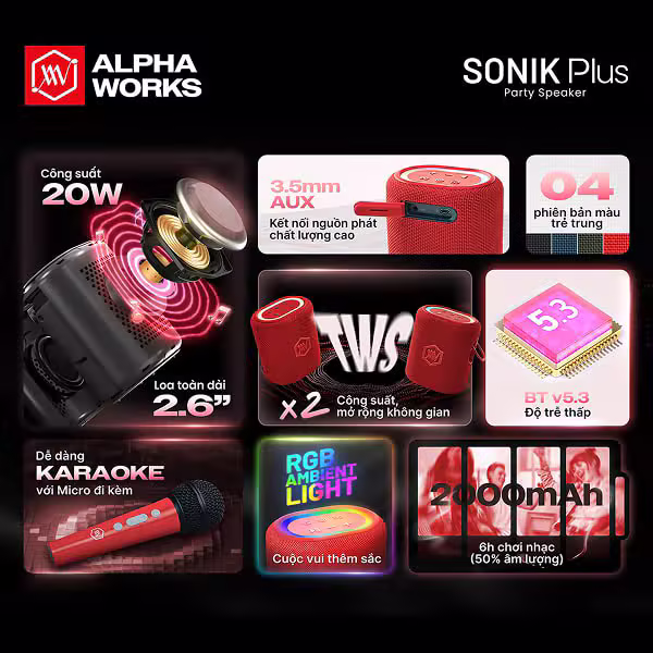 Loa Karaoke Mini Alpha Works Sonik Plus (1Mic) - ảnh 6
